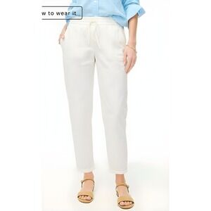 J. Crew White Linen Cotton Blend Pant Women's Plus Size 16 Stretch Waistband